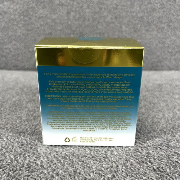 Clear Visage Hyaluronic & Retinil Anti-Aging Day Cream 1.69 fl oz New in Box - Picture 8 of 11
